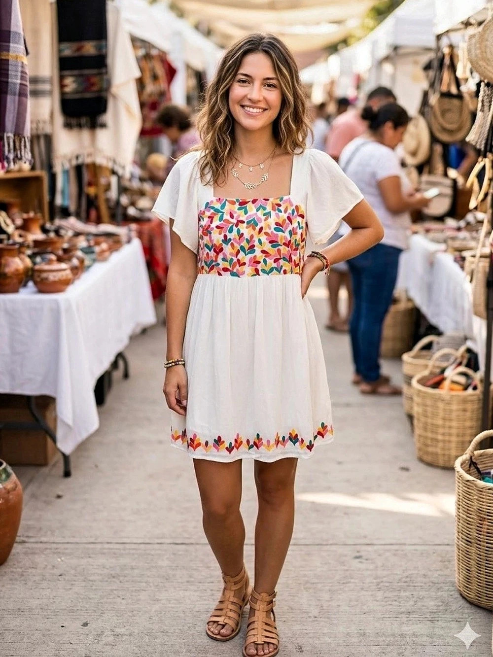 Savanna Jane Floral Mini Dress in Cream & Multicolor Size Small NWT